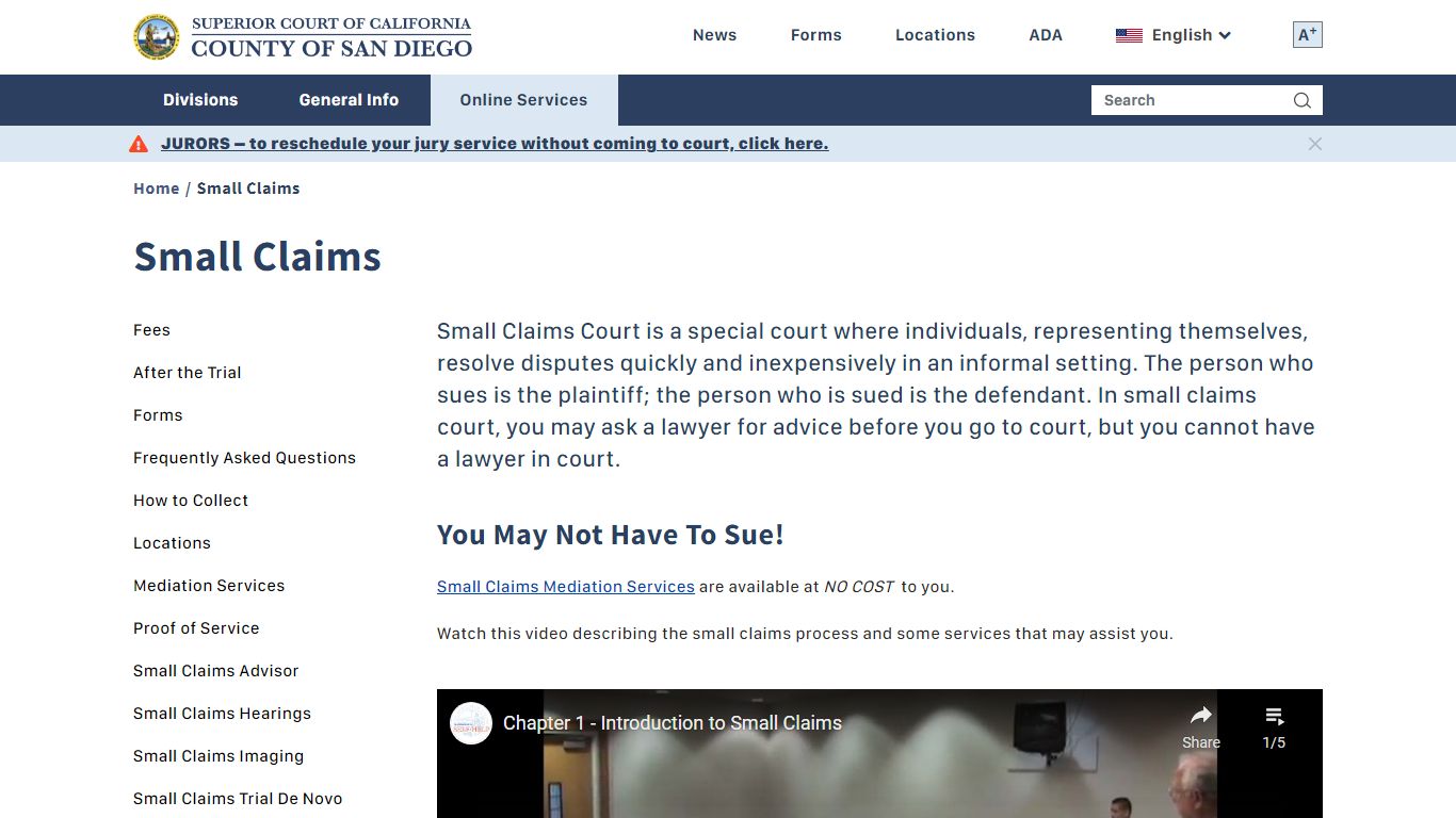 Small Claims | Superior Court of California - County of San Diego